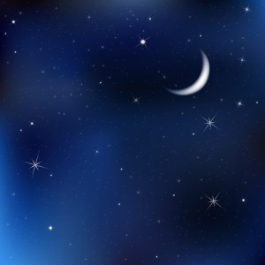 Night Sky With Moon And Stars